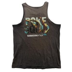 Hawaiian Style Shirt Mens XL Gray Tank Top Poke Squad Graphic Sleeveless Beach